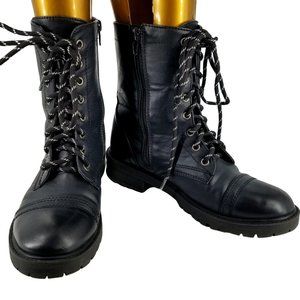 Madden Girl Combat Boots 6.5M Black Zipper Lace Up Steampunk Gothic Alt Cosplay